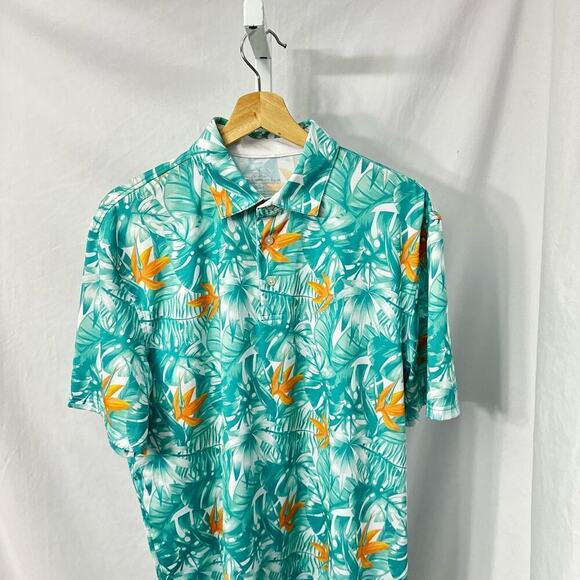 Southern Tide Polo Men's Shirt Large Driver Monstera Palm Print Performance - Picture 5 of 11